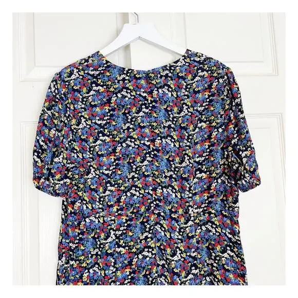 Boden Tessa Ditsy Floral Puff Sleeve Midi Dress Viscose Multi Color Sz 12L - Picture 7 of 11